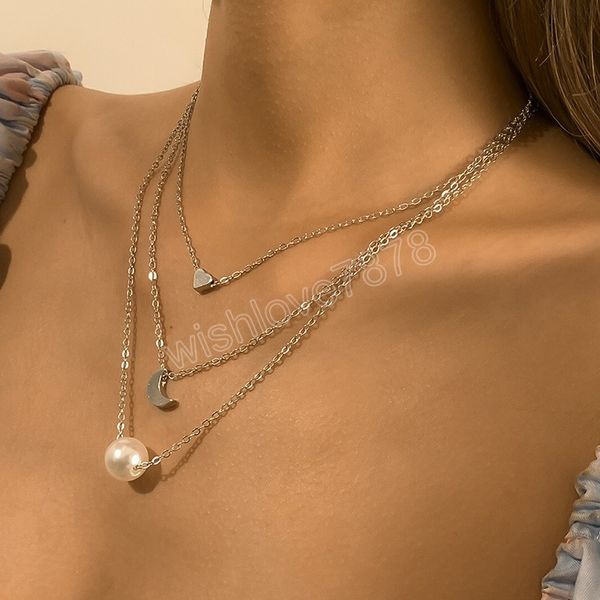simple moon star imitation pearl pendant necklace women's boho fashion retro romantic necklaces girl couple gift jewelry, Silver
simple moon star imitation pearl pendant necklace women's boho fashion retro romantic necklaces girl couple gift jewelry, Silver