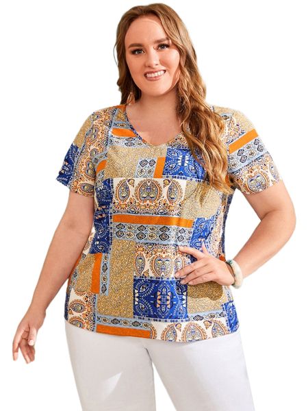 emery rose plus paisley & patchwork print blouse p4m3#, Black 
emery rose plus paisley & patchwork print blouse p4m3#, Black