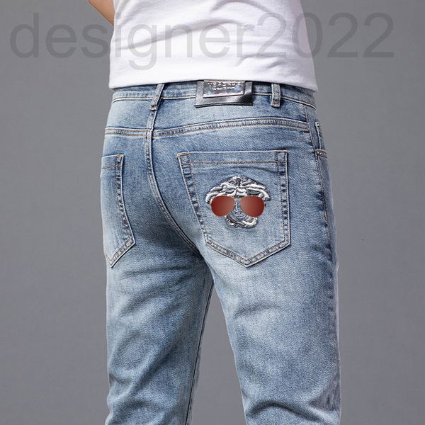 men's jeans designer spring jeans men's korean version small foot slim fit international high-end brand light luxury cotton bullet, Blue
men's jeans designer spring jeans men's korean version small foot slim fit international high-end brand light luxury cotton bullet, Blue