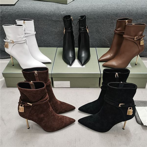 new style ankle boots with lock buckle side zipper fashion pointed toe stiletto womens boots size 34-43, Black
new style ankle boots with lock buckle side zipper fashion pointed toe stiletto womens boots size 34-43, Black