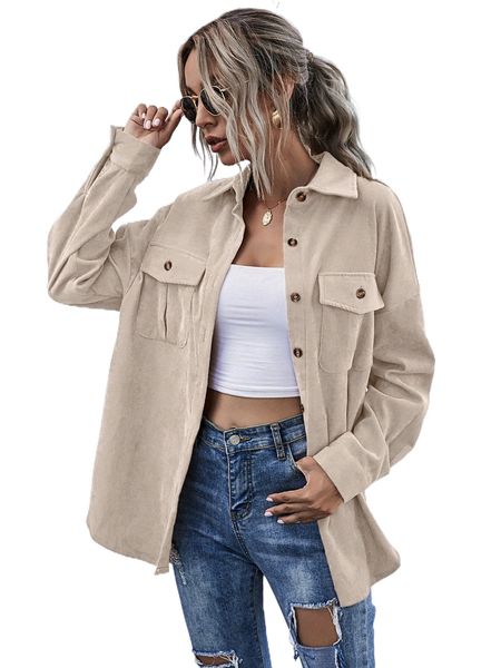 flap pocket drop shoulder curved hem button front corduroy coat u4od#, Black
flap pocket drop shoulder curved hem button front corduroy coat u4od#, Black