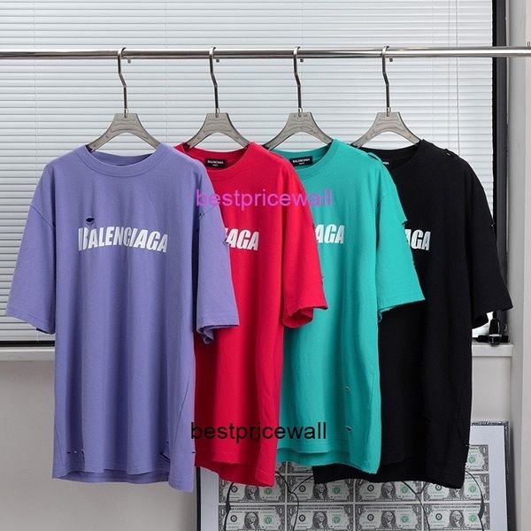 men t-shirts balencaigass correct 2022ss spring and summer new trend paris hole pull crack loose versatile short sleeve t-shirt for wo s2t6, White;black
men t-shirts balencaigass correct 2022ss spring and summer new trend paris hole pull crack loose versatile short sleeve t-shirt for wo s2t6, White;black