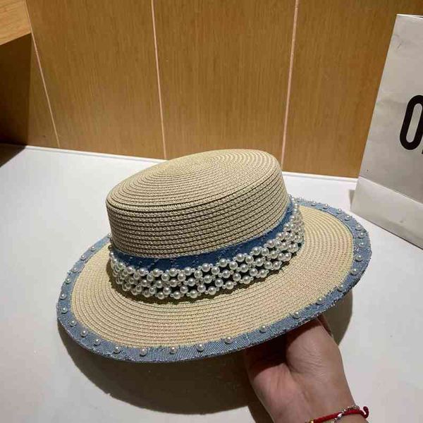 hat ball designer caps fashion small fragrance pearl flat hat lady elegant out of the street versatile cowboy splicing hat straw summer znyc, Blue;gray
hat ball designer caps fashion small fragrance pearl flat hat lady elegant out of the street versatile cowboy splicing hat straw summer znyc, Blue;gray