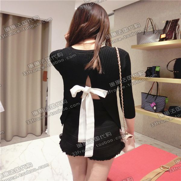 women's sweaters spring / summer personalized back lace up sweater 76 hair cle, White;black
women's sweaters spring / summer personalized back lace up sweater 76 hair cle, White;black