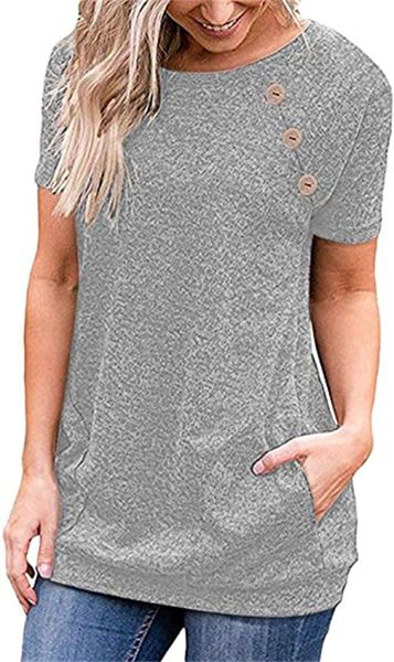 & tees womens short sleeve shirts summer dressy casual tunic with side two pockets, White
& tees womens short sleeve shirts summer dressy casual tunic with side two pockets, White