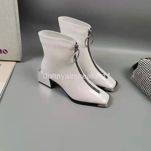 boots autumn and winter high-heeled short boots women's thick heel metal front zipper single nude trend, Black
boots autumn and winter high-heeled short boots women's thick heel metal front zipper single nude trend, Black