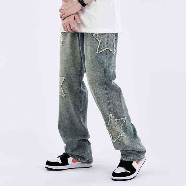 embrodiery harajuku stars distressed retro casual denim trousers straight loose pockets streetwear oversized jeans pants t220803, Blue
embrodiery harajuku stars distressed retro casual denim trousers straight loose pockets streetwear oversized jeans pants t220803, Blue