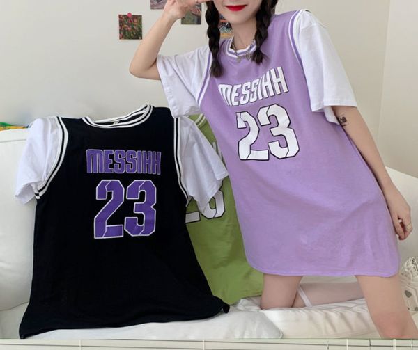 sports basketball clothes fake two-piece short-sleeved t-shirt female summer loose korean version harajuku style half-sleeve top, White
sports basketball clothes fake two-piece short-sleeved t-shirt female summer loose korean version harajuku style half-sleeve top, White
