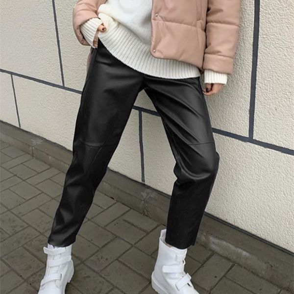 wotwoy drawstring high waist loose leather pant autumn winter full length casual straight trousers female black 220325, Black;white
wotwoy drawstring high waist loose leather pant autumn winter full length casual straight trousers female black 220325, Black;white