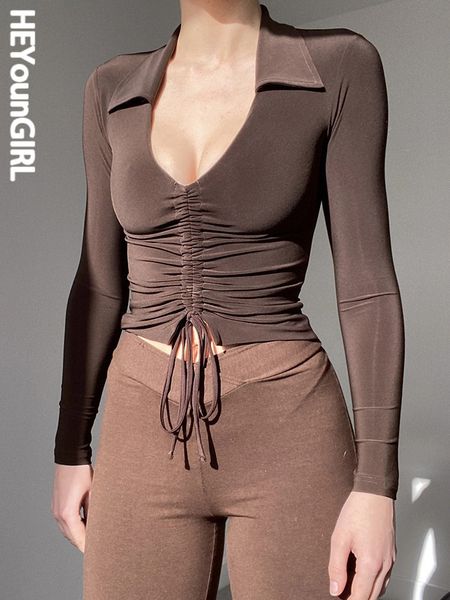 heyoungirl v neck ruched brown casual crop t shirt autumn long sleeve basic t-shirt women skinny fashion tee shirt femme 220411, White
heyoungirl v neck ruched brown casual crop t shirt autumn long sleeve basic t-shirt women skinny fashion tee shirt femme 220411, White