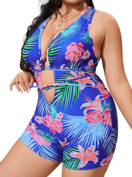 plus tropical print cut out criss-cross tie backless one piece swimsuit k7ux#, White;black
plus tropical print cut out criss-cross tie backless one piece swimsuit k7ux#, White;black