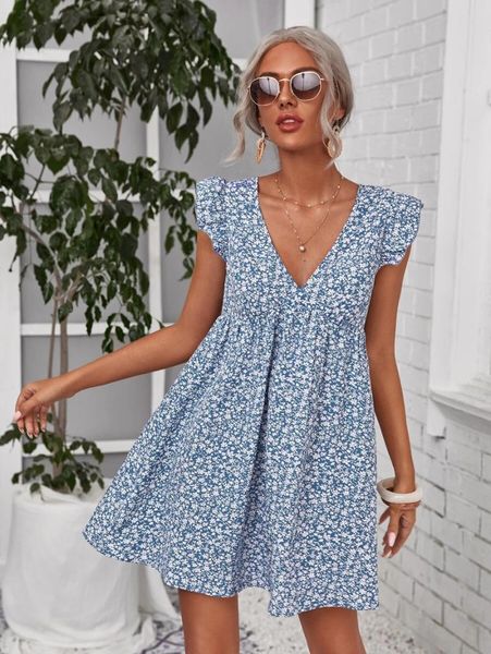 casual dresses ruffle armhole ditsy floral dress print summer sleeveless v neck bohemia beach wear, Black;gray
casual dresses ruffle armhole ditsy floral dress print summer sleeveless v neck bohemia beach wear, Black;gray