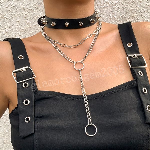 black goth pu leather rivet choker necklaces rock round circle pendant long necklaces women jewelry, Silver
black goth pu leather rivet choker necklaces rock round circle pendant long necklaces women jewelry, Silver