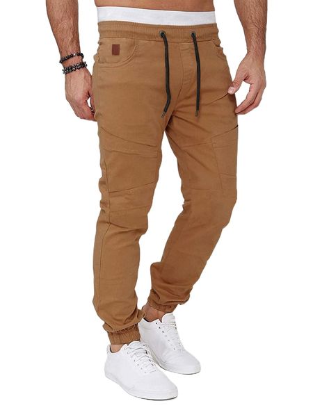 men drawstring waist tapered pants z0nw#, Black