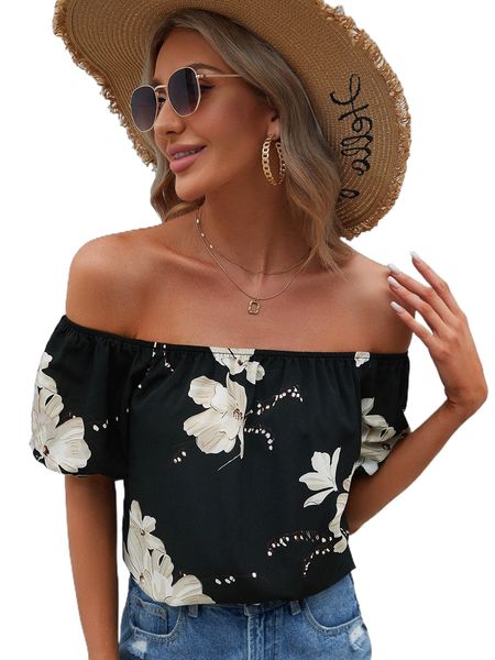 floral print off shoulder blouse 0887#, White
floral print off shoulder blouse 0887#, White