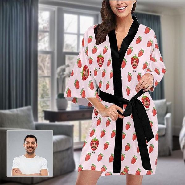 custom face strawberry pink print women's short kimono robe personalized gifts female indoor autumn soft pajama set sleepwear 220621, Black;red
custom face strawberry pink print women's short kimono robe personalized gifts female indoor autumn soft pajama set sleepwear 220621, Black;red