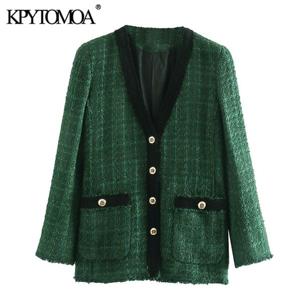 kpytomoa women 2020 fashion patchwork frayed tweed jacket coat vintage v neck long sleeve pockets female outerwear chic lj200813, Black;brown
kpytomoa women 2020 fashion patchwork frayed tweed jacket coat vintage v neck long sleeve pockets female outerwear chic lj200813, Black;brown