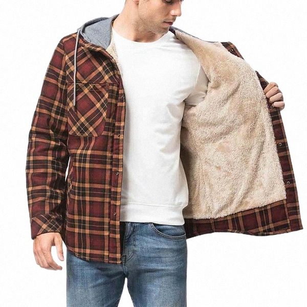 men's jackets mcikkny men winter plaid hooded fleece lined thermal outwear coats for male clothing 45wx#, Black;brown
men's jackets mcikkny men winter plaid hooded fleece lined thermal outwear coats for male clothing 45wx#, Black;brown