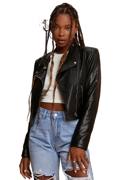 x penelope ping letter & heart print pu leather moto jacket v3mh#, Black;brown
x penelope ping letter & heart print pu leather moto jacket v3mh#, Black;brown