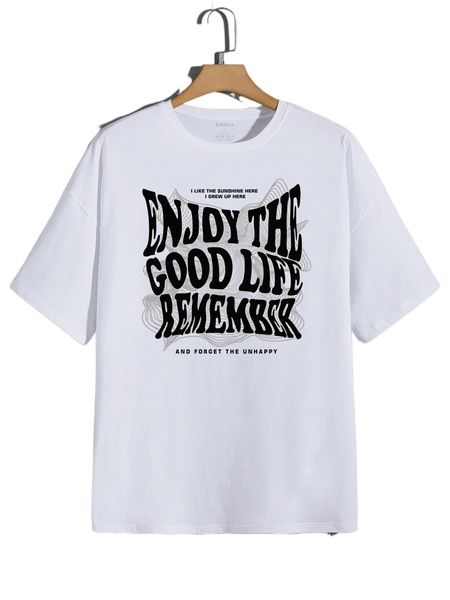 men slogan graphic tee r70x#, White;black
