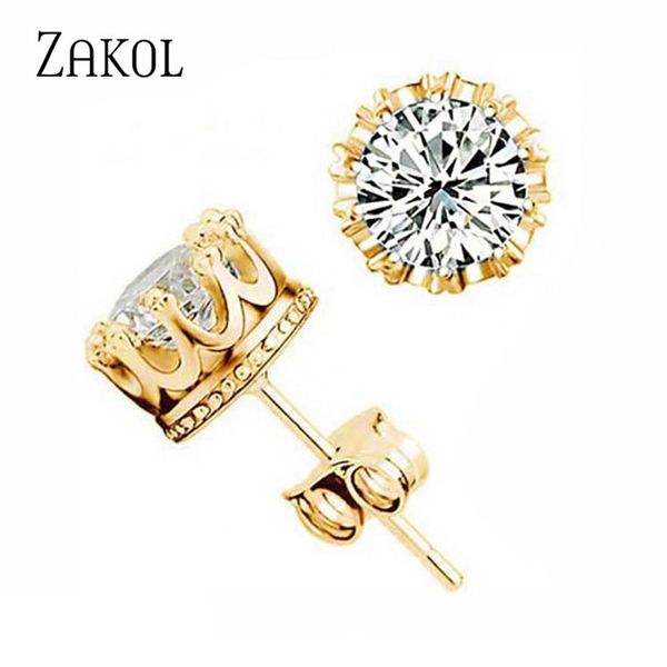 zakol fashion crown women classic shining round cz zircon small stud earrings gold color ears for men crystal party jewelry 220630, Golden;silver
zakol fashion crown women classic shining round cz zircon small stud earrings gold color ears for men crystal party jewelry 220630, Golden;silver