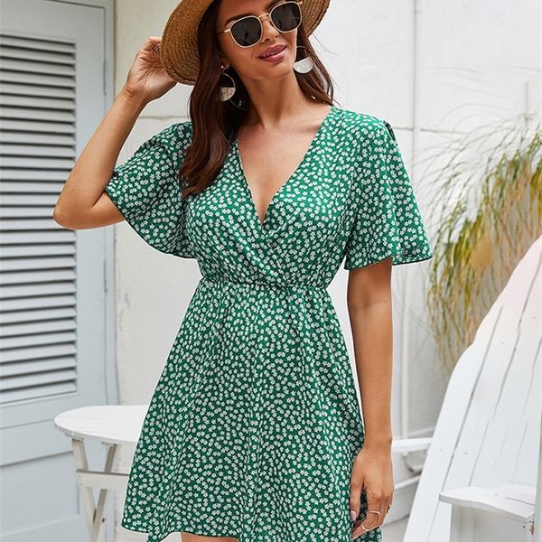 sweet floral dress boho summer dresses for women casual v-neck ruffle short sleeve green red blue chiffon mini beach vestidos 220516, Black;gray
sweet floral dress boho summer dresses for women casual v-neck ruffle short sleeve green red blue chiffon mini beach vestidos 220516, Black;gray
