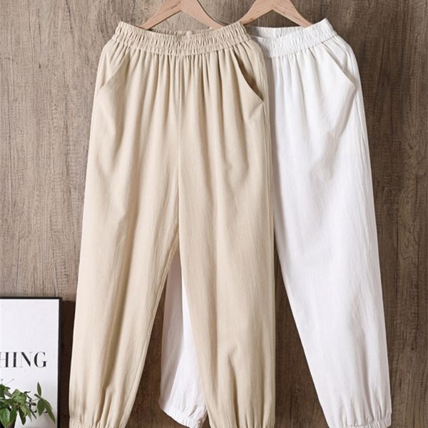 spring summer casual cotton linen pant elastic waist solid pockets retro loose women's harem trousers bottoms 220325, Black;white
spring summer casual cotton linen pant elastic waist solid pockets retro loose women's harem trousers bottoms 220325, Black;white