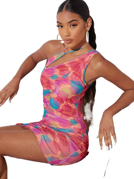 bae ruched knot front asymmetrical halter neck geo print mesh dress 42zh#, Black;gray
bae ruched knot front asymmetrical halter neck geo print mesh dress 42zh#, Black;gray
