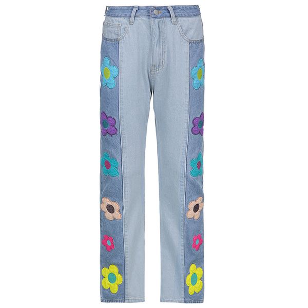 european and american style new women's trousers fashion jeans color-block side printing high-waisted trousers casual, Blue
european and american style new women's trousers fashion jeans color-block side printing high-waisted trousers casual, Blue