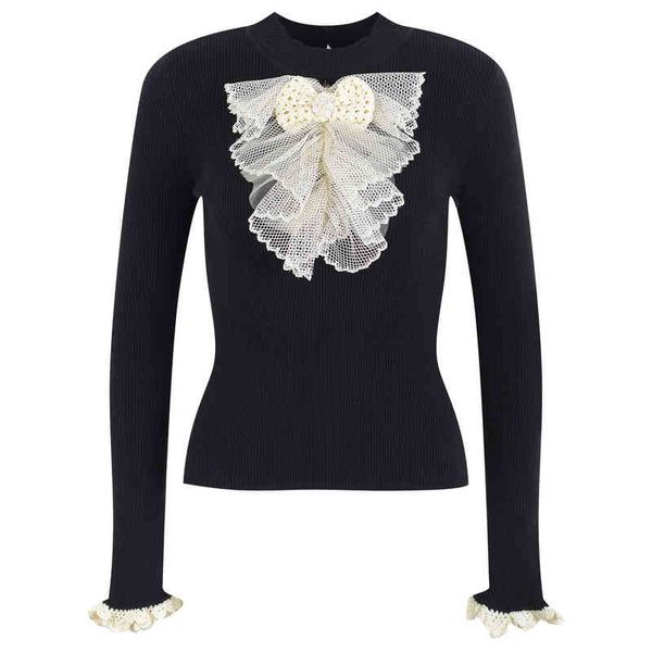 women's knits tees winter round neck sweet mesh bowknot corsage slim fitting long sleeve sweater bottoming shirt qcf8, White
women's knits tees winter round neck sweet mesh bowknot corsage slim fitting long sleeve sweater bottoming shirt qcf8, White