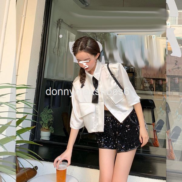 women's knits & tees college style bow neck pocket design polo collar summer loose 100 short shirt, White
women's knits & tees college style bow neck pocket design polo collar summer loose 100 short shirt, White