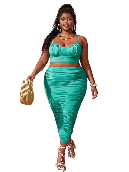 sxy plus ruched bust crop cami & pencil skirt c8pp#, Black
sxy plus ruched bust crop cami & pencil skirt c8pp#, Black