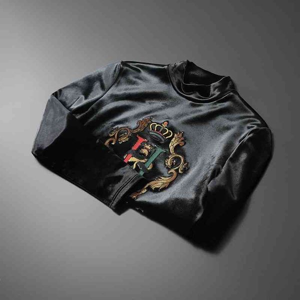 men's luxury fashion brands menswear and new semi high sweater slim fit casual embroidery bottomed shirt, Black
men's luxury fashion brands menswear and new semi high sweater slim fit casual embroidery bottomed shirt, Black