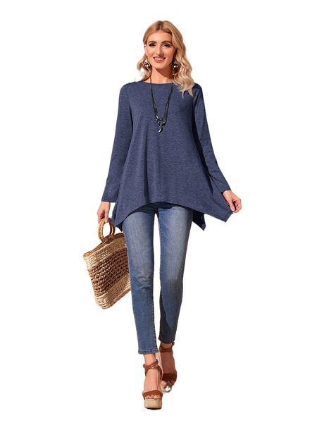 emery rose solid asymmetrical hem tee s4s1#, White
emery rose solid asymmetrical hem tee s4s1#, White