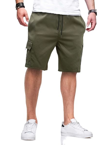 men flap pocket drawstring waist shorts k6yd#, White;black