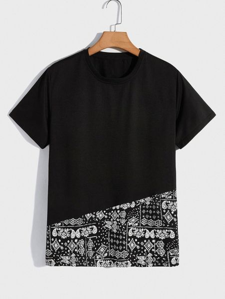men floral & paisley print tee p1lq#, White;black
men floral & paisley print tee p1lq#, White;black