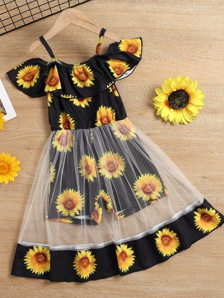 toddler girls sunflower print contrast mesh cold shoulder ruffle trim romper she, Blue
toddler girls sunflower print contrast mesh cold shoulder ruffle trim romper she, Blue