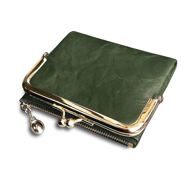 women's wallet short bifold retro multifunction coin purse with zip and kiss lock green pu leather female short purses 220815
women's wallet short bifold retro multifunction coin purse with zip and kiss lock green pu leather female short purses 220815