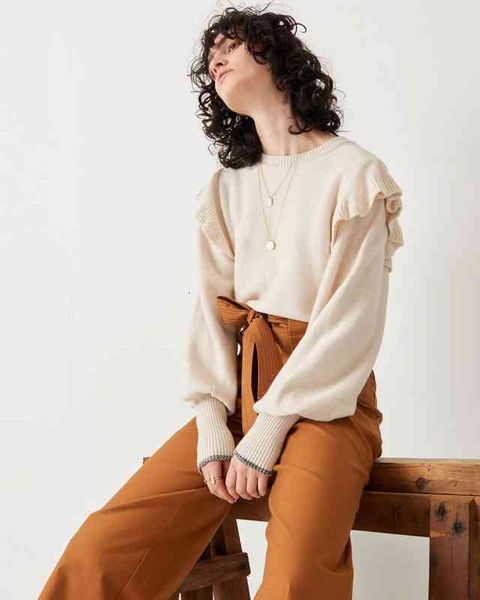women's sweaters legal system se autumn and winter literary wool blend round neck ruffle bubble sleeve knitted sweater, White;black
women's sweaters legal system se autumn and winter literary wool blend round neck ruffle bubble sleeve knitted sweater, White;black
