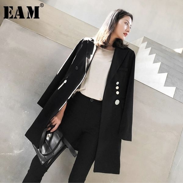 eam women black button long blazer lapel long sleeve loose fit jacket fashion spring autumn 1w524 y201026, White;black
eam women black button long blazer lapel long sleeve loose fit jacket fashion spring autumn 1w524 y201026, White;black