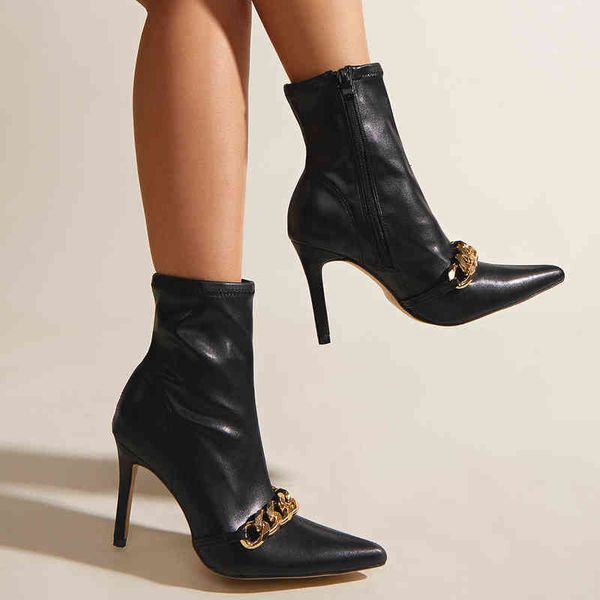 boots dress shoes straight long-term pointed chain metal thin heel high-heeled women's 220823, Black
boots dress shoes straight long-term pointed chain metal thin heel high-heeled women's 220823, Black
