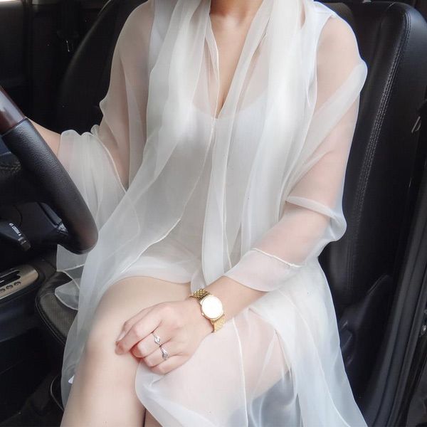 korean solid color transparent wraps thin chiffon beach towel sunscreen shawl women summer air conditioning ice silk scarf t63, Blue;gray
korean solid color transparent wraps thin chiffon beach towel sunscreen shawl women summer air conditioning ice silk scarf t63, Blue;gray