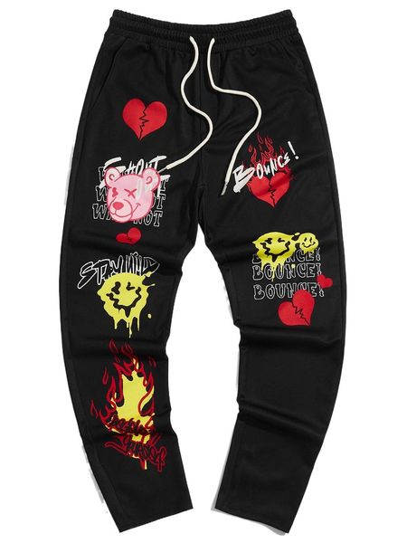 men expression & letter graphic drawstring waist sweatpants l5ri#, Black
men expression & letter graphic drawstring waist sweatpants l5ri#, Black
