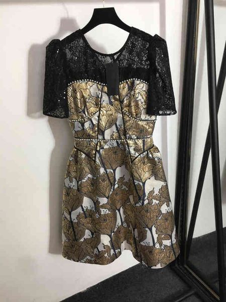 designer womens casual print dresses fashion brand pearl embellished lace patchwork stamping flower short sleeve dress luxury women clothing, Black;gray
designer womens casual print dresses fashion brand pearl embellished lace patchwork stamping flower short sleeve dress luxury women clothing, Black;gray