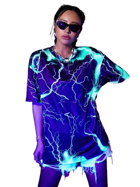 reflective lightning print drop shoulder tee m7cq#, White
reflective lightning print drop shoulder tee m7cq#, White