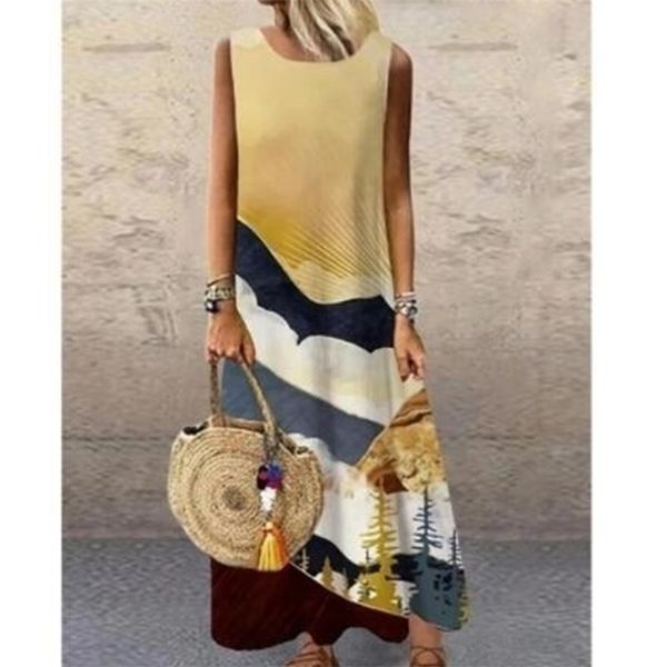 summer long dress elegant robe party sleeveless es women casual sundress vintage maxi es for 220611, Black;gray
summer long dress elegant robe party sleeveless es women casual sundress vintage maxi es for 220611, Black;gray