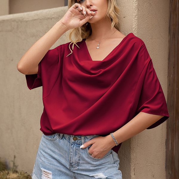 women oversize batwing short sleeve t shirt summer solid color v-neck loose casual t-shirts female breathable tee, White
women oversize batwing short sleeve t shirt summer solid color v-neck loose casual t-shirts female breathable tee, White