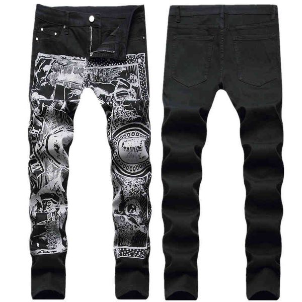 men's jeans trendy men's high street style elastic slim color printing black graffiti three-dimensional pattern small straight jea, Blue
men's jeans trendy men's high street style elastic slim color printing black graffiti three-dimensional pattern small straight jea, Blue