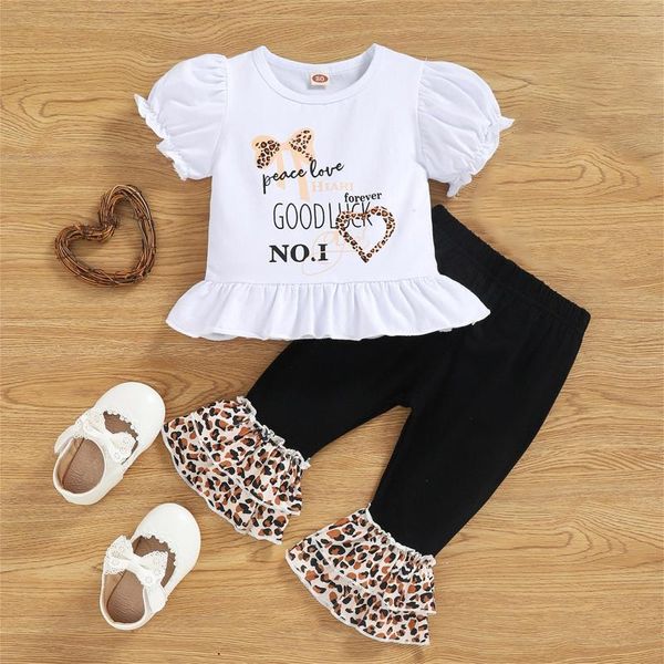 clothing sets born baby girl 2pcs outfits short puff sleeve letter printed leopard patchwork flare pants baby's set, White
clothing sets born baby girl 2pcs outfits short puff sleeve letter printed leopard patchwork flare pants baby's set, White