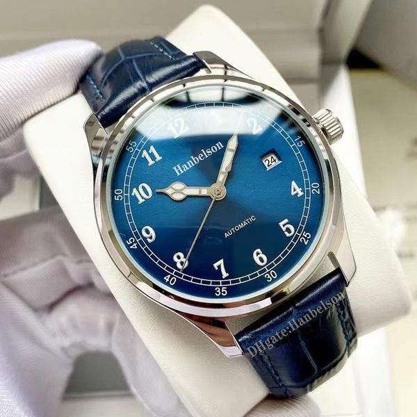 pilot mens watch silver steel case business blue leather strap automatic mechanical movement 40mm arabic numerals dial wristwatches, Slivery;brown
pilot mens watch silver steel case business blue leather strap automatic mechanical movement 40mm arabic numerals dial wristwatches, Slivery;brown